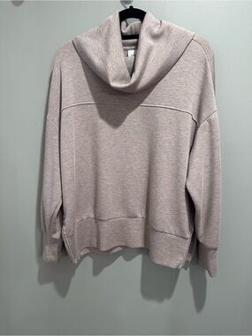 Varley Heathered Light Taupe Cowl Neck Sweatshirt